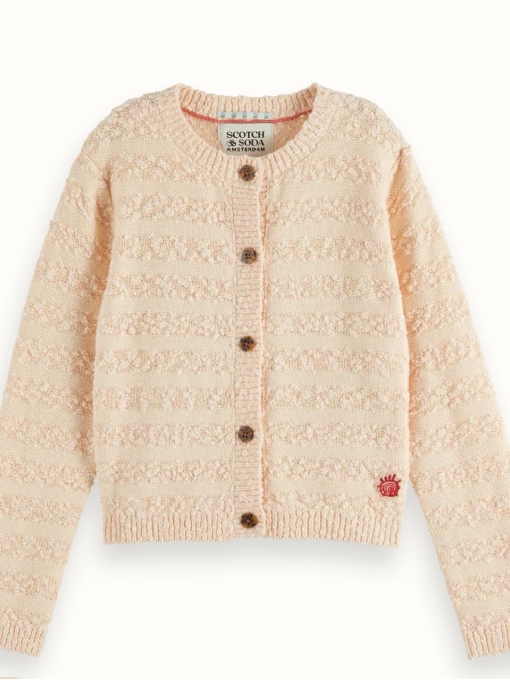 Scotch & Soda Girls Boucle Pinkish/Cream Cardigan